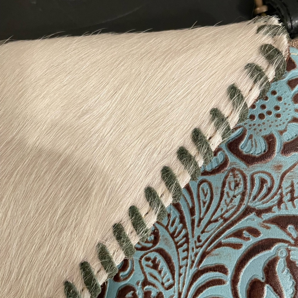 Myra Bag Brown and Blue Crossbody with Fringe - Picture 4 of 9